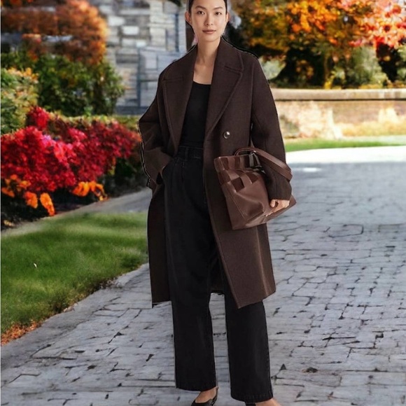 Madewell Jackets & Blazers - Madewell The Gianna Coat Jacket Double Breasted in Insuluxe Fabric 8 New Brown